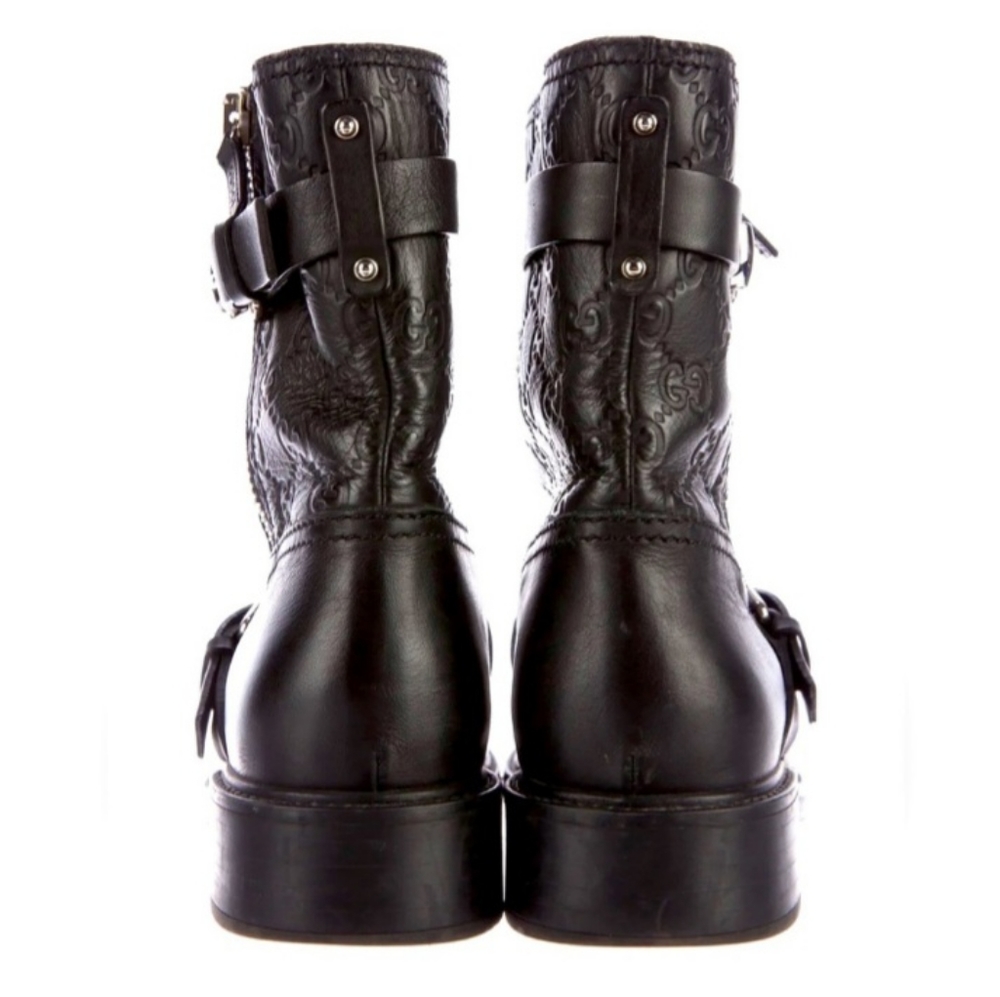GUCCI GG Black Guccissima Leather
Ankle Moto Boots Size 39/8.5-9. VGUC 🔥 - Picture 3 of 11
